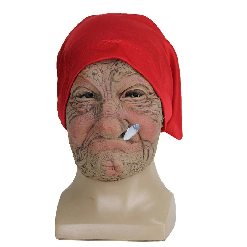 Alte Rauchende Frau Maske Smoking Granny