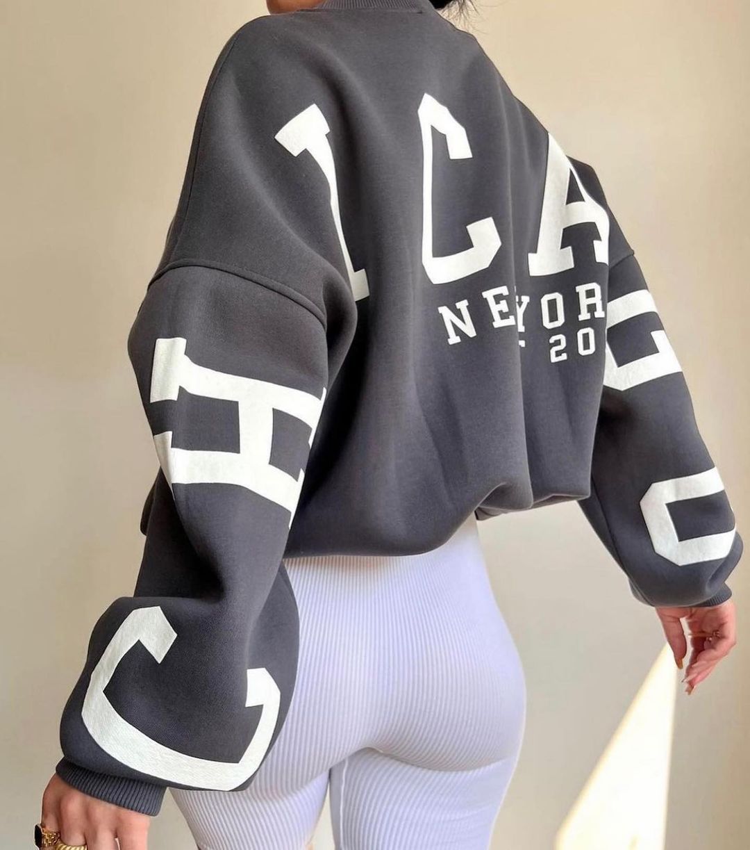 Casual Letters Print Sweatshirt Frauen